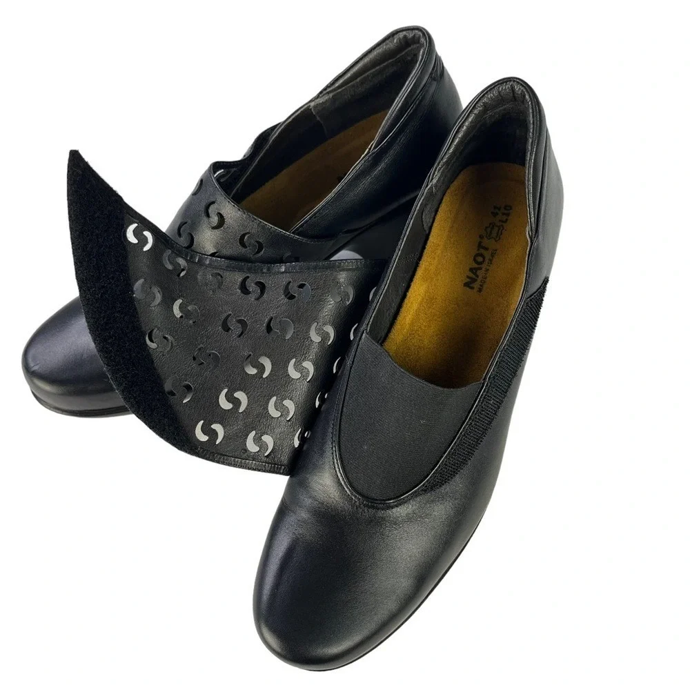 Naot Precious Black Leather Retro Boho Comfort‎ Heels Mary Jane Womens 10-10.5